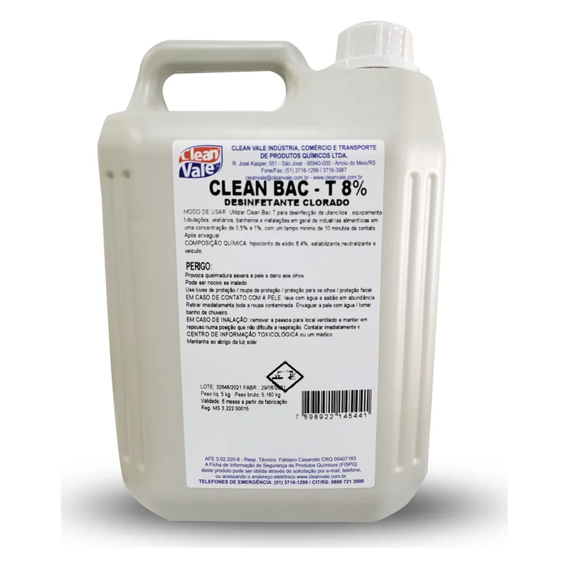 Clean Bac-T 8% Desinfetante Clorado